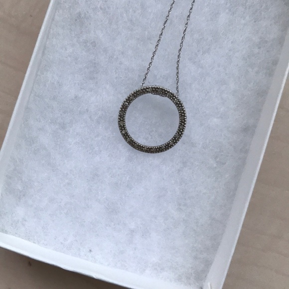 14K White Gold Pave Diamond eternity necklace - Picture 2 of 6